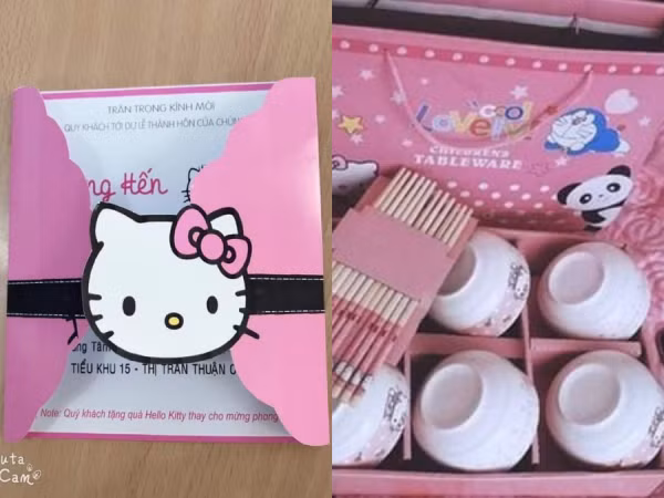 Cô gái cuồng Kitty: Thiệp cưới in hình Kitty, mong khách tặng quà Hello Kitty thay phong bì