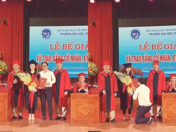 Cộng đồng mạng "sốt" với clip nữ sinh được cầu hôn ngay trong buổi lễ tốt nghiệp