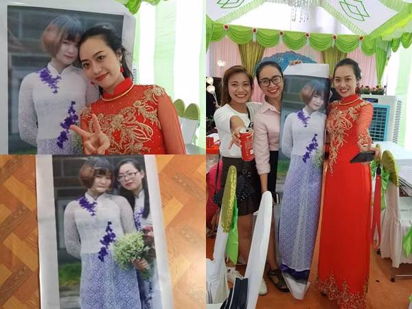 In ảnh người vắng mặt mang đến đám cưới để chụp ảnh với cô dâu 