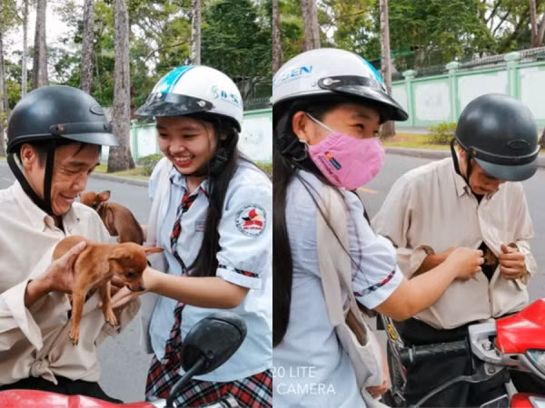 Ông bố khiến con gái vui hết cỡ vì giấu 2 "vị khách" trong áo, chờ sẵn ngoài trường thi