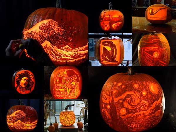 Ngắm kiệt tác hội họa tái hiện trên bí ngô theo phong cách Halloween