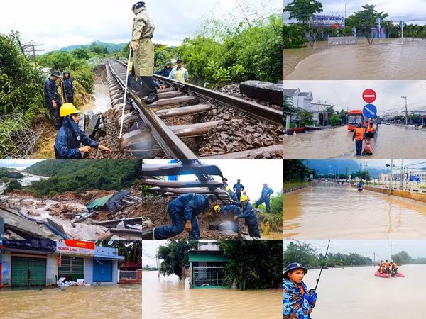 Mưa lũ ngập sâu, đường sắt Bắc - Nam vẫn tê liệt