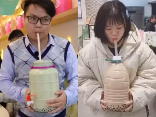 Cùng là uống trà sữa, nhưng xu hướng bây giờ là phải uống bằng... can?