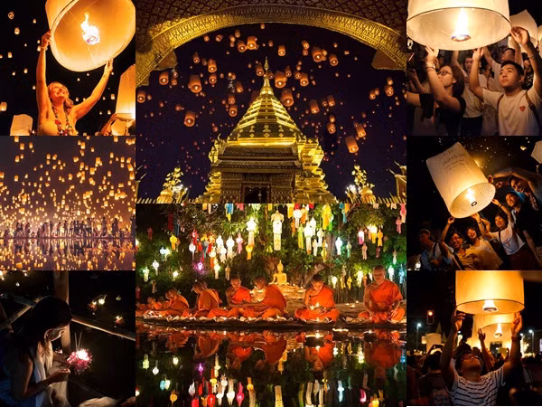 Trời đêm Chiang Mai huyền ảo trong lễ hội đèn trời Yee Peng