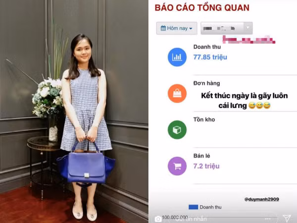 Tập tành kinh doanh, bạn gái Duy Mạnh khoe doanh thu 1 ngày khiến nhiều người "choáng"
