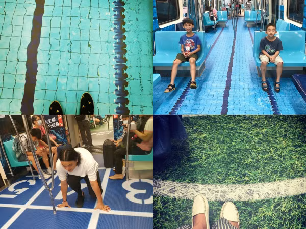 "Hoa mắt" với những toa xe điện ngầm được “hóa trang” thành sân thi đấu thể thao
