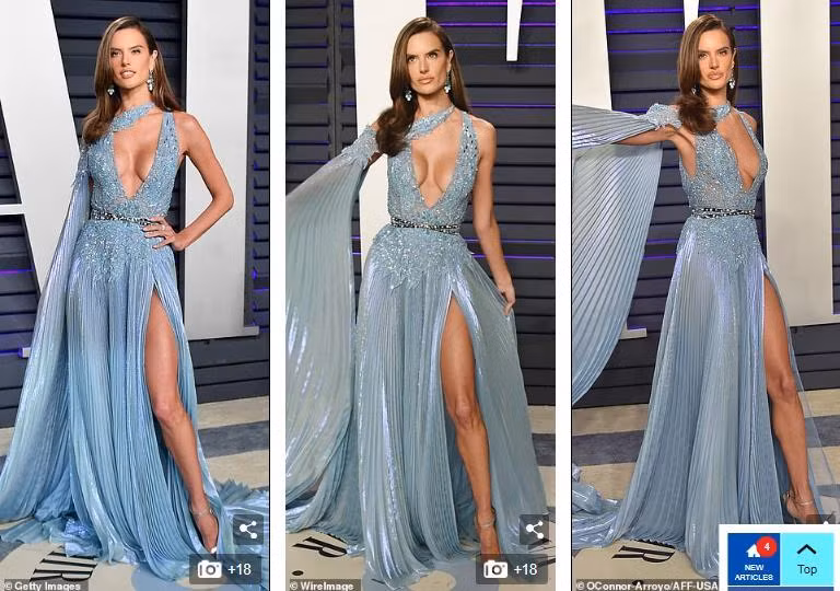 Alessandra Ambrosio khoe gần trọn vòng 1 gợi cảm với váy cắt xẻ bạo