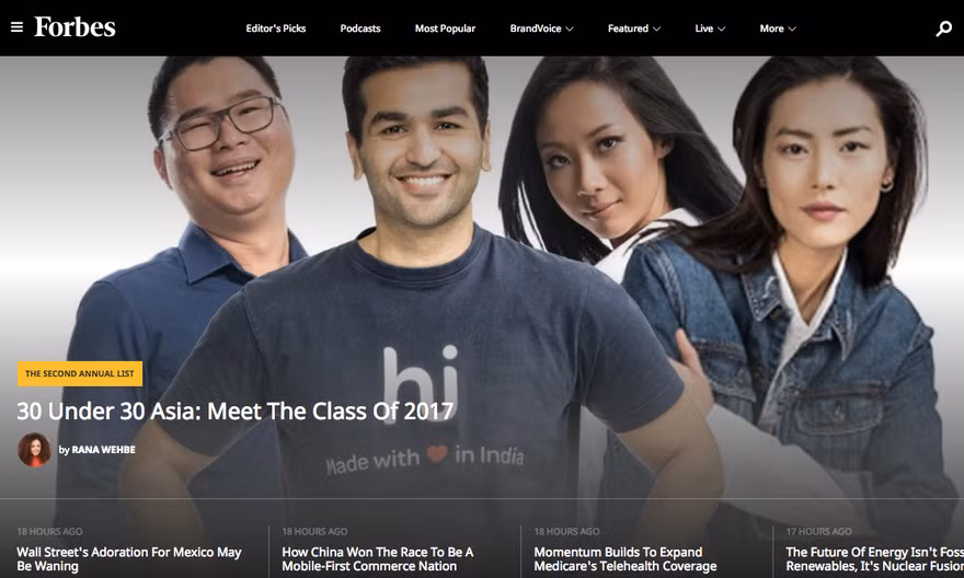 Rapper Suboi trên website của tạp chí Forbes.