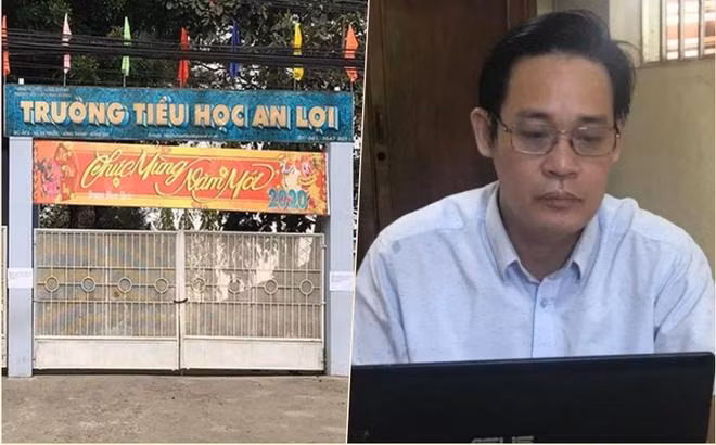 Thầy Sơn (ảnh nhỏ) đã viết đơn đề nghị cho thôi việc tại trường Tiểu học An Lợi, Long Thành, Đồng Nai 