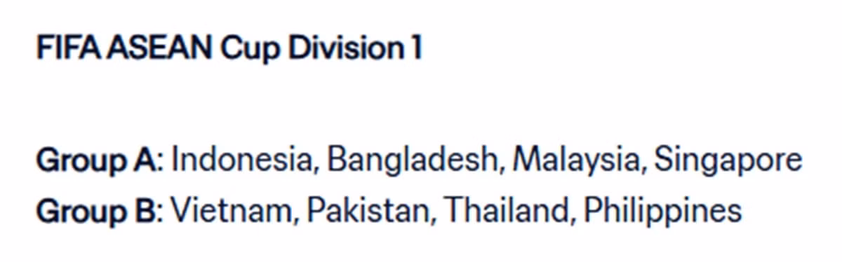 Đội tuyển Việt Nam tham dự Division 1 FIFA ASEAN Cup 2026