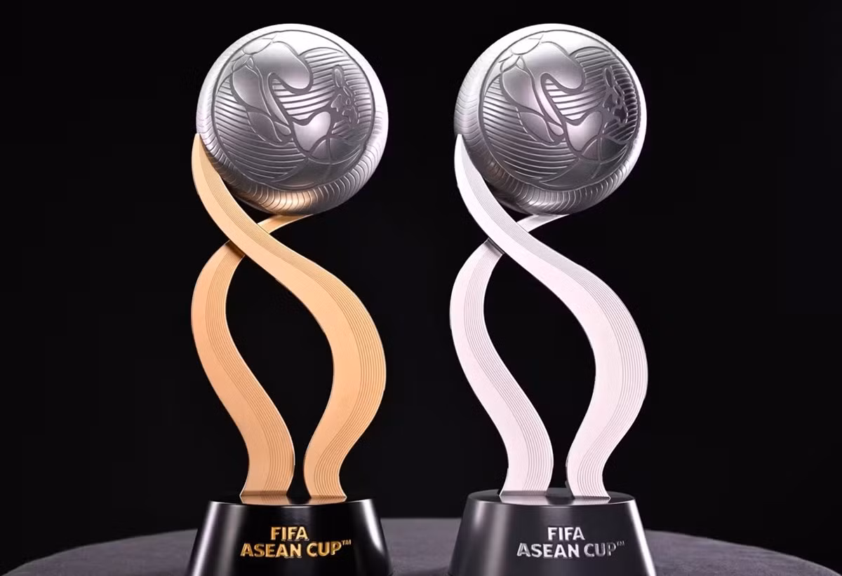 Hai chiếc cúp dành cho Division 1 và Division 2 tại FIFA ASEAN Cup 2026