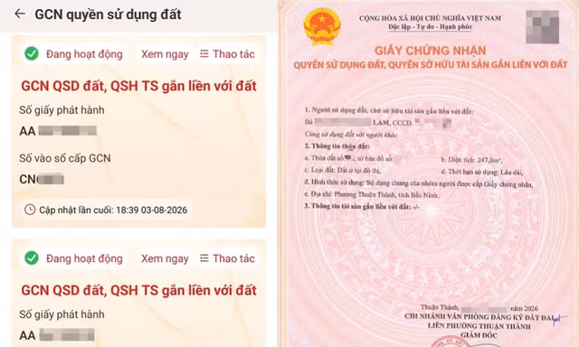 Sổ đỏ bắt đầu hiển thị trên VNeID, người dân có thể tra cứu